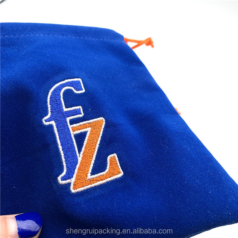 Custom Gift Jewelry Velvet Bag With Embroidered Logo Velvet Drawstring Perfume Pouches Wholesale