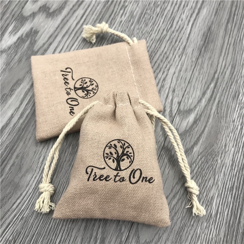 Cotton Linen Cosmetic Pouch Drawstring Cotton Linen Packaging Bag for Essential Oil Bottle