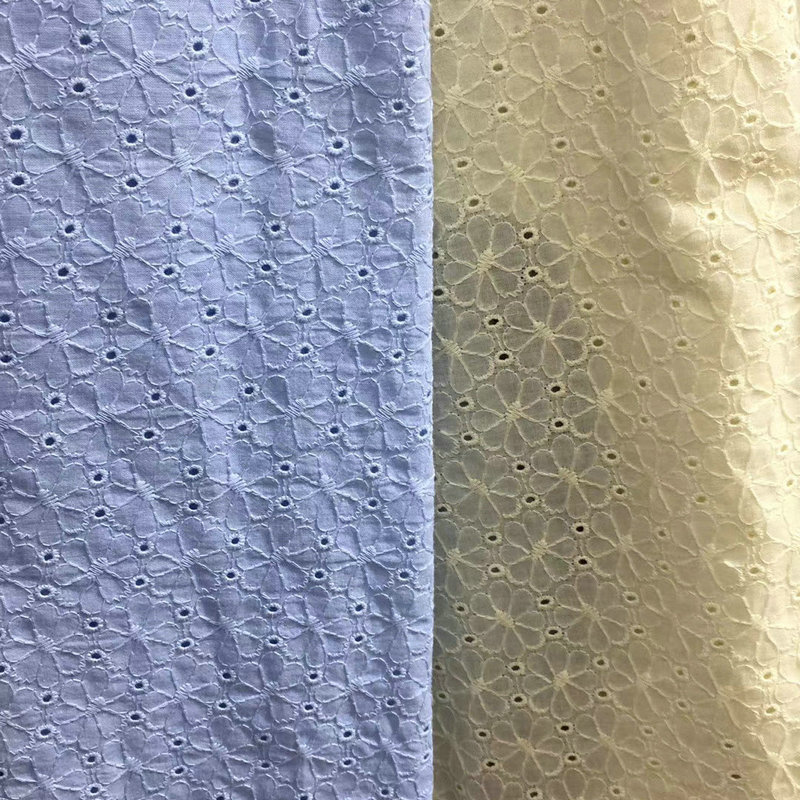 100% Cotton Voile Border Embroidered Fabrics Eyelet Floral Embroidery Fabric From Manufacturer For Women And Girls