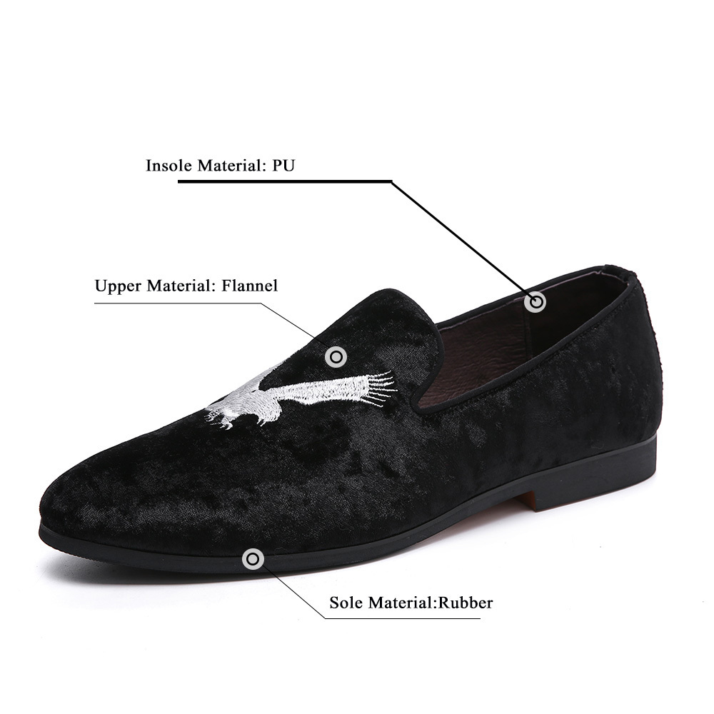 Men Women 37-48 Big Size Luxury Loafer Shoe Black Embroidery Men Women Smoking Loafers Shoe A6883