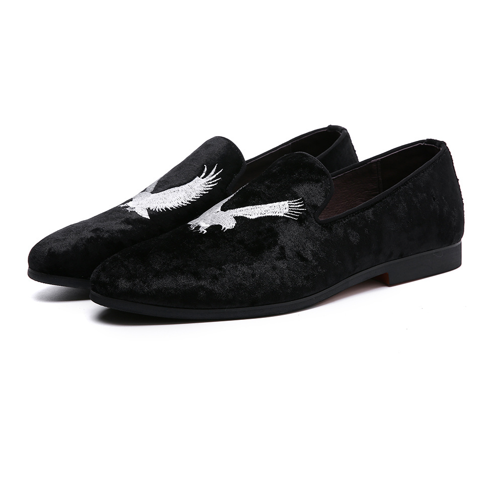 Men Women 37-48 Big Size Luxury Loafer Shoe Black Embroidery Men Women Smoking Loafers Shoe A6883