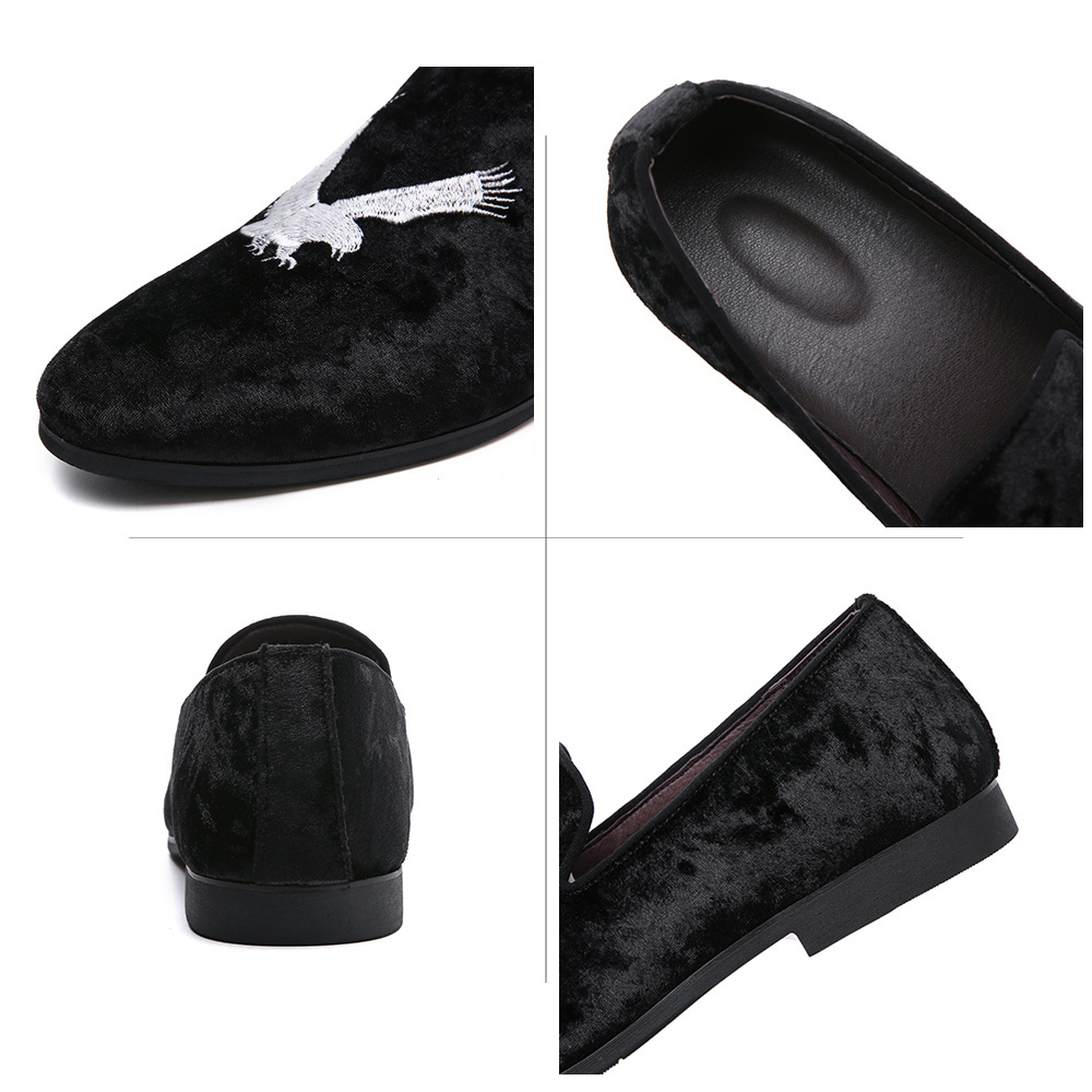 Men Women 37-48 Big Size Luxury Loafer Shoe Black Embroidery Men Women Smoking Loafers Shoe A6883