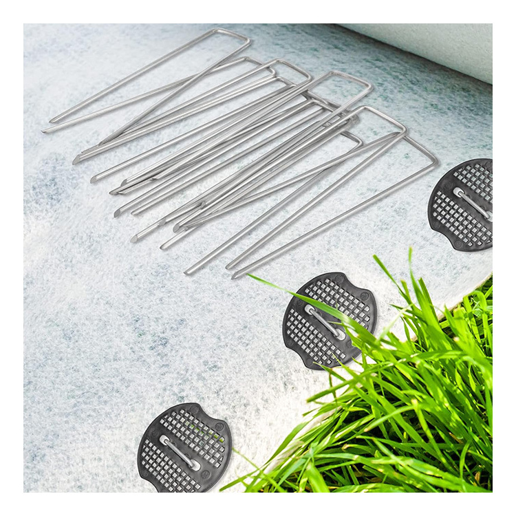 6 Inch Garden Stakes Galvanized Landscape Staples Green U-Type Turf Staples for Artificial Grass Rust Proof Sod Pins Stakes