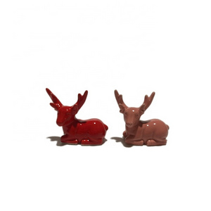 Wholesale Animal Statue Ceramic Reindeer Figurine Lie On The Ground For Indoor Decor