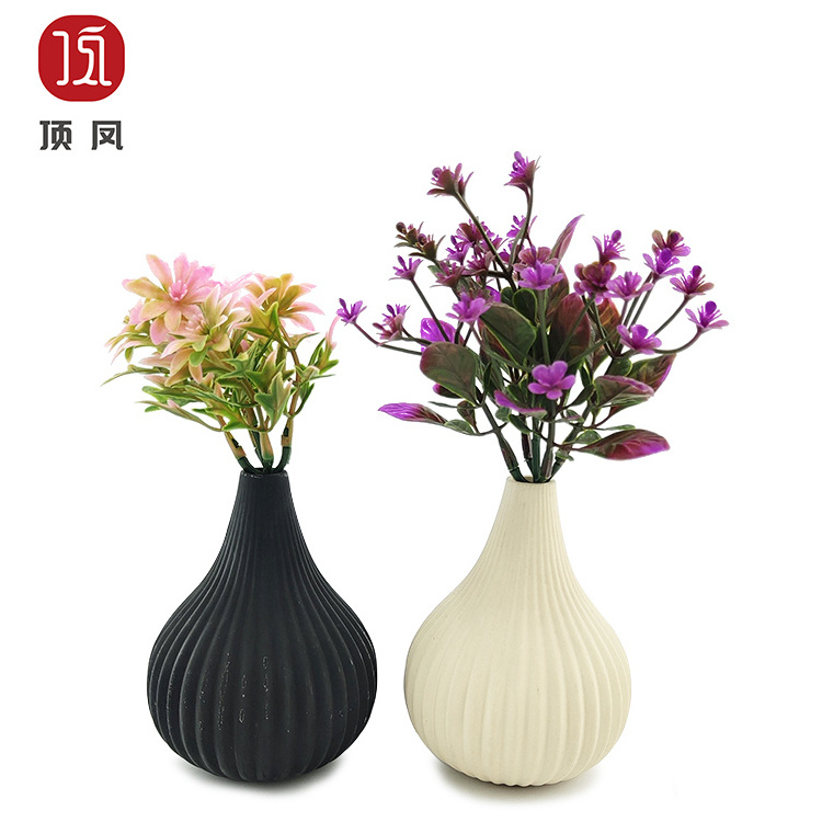 Customized Fringe Design Pumpkin Shape Ceramic Flower Vase For Living Room Decoration