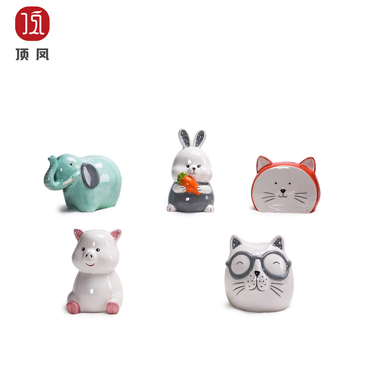 Cute Animals Shape Piggy Bank Custom Orange Cat Ceramic Piggy Bank Money Box Jar For Children