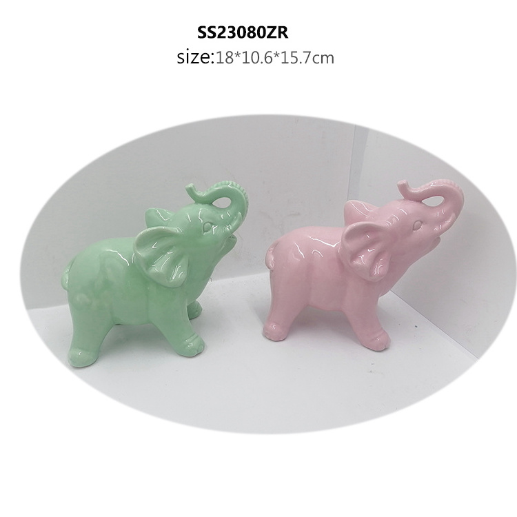 Creative Design Animal Decor Cartoon Ceramic Elephant Figurine For Children Festival Gifts