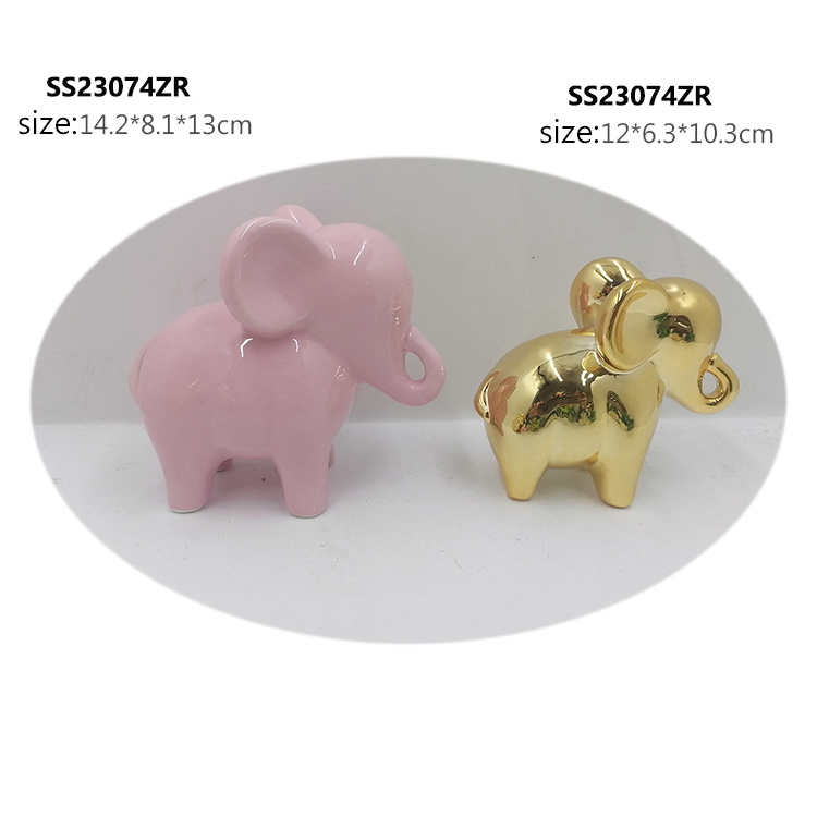 Creative Design Animal Decor Cartoon Ceramic Elephant Figurine For Children Festival Gifts