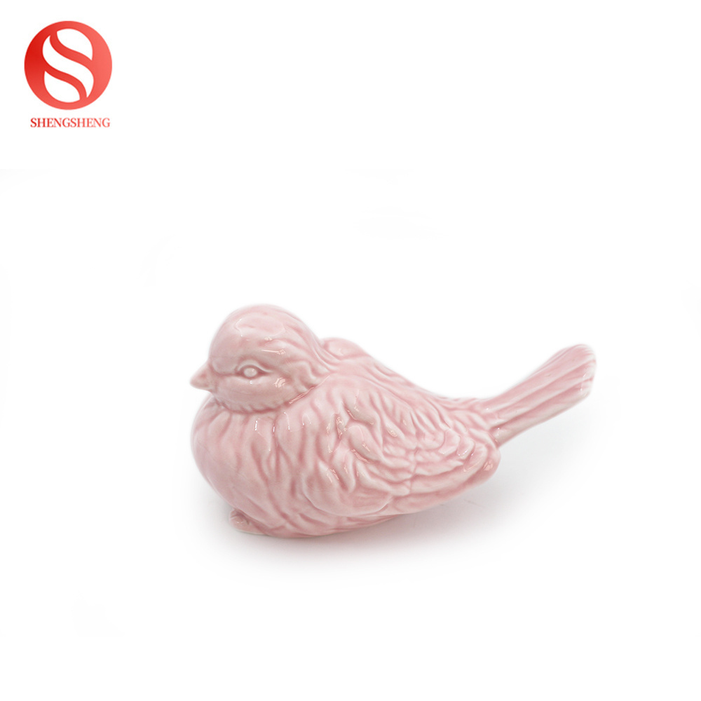 Custom design ceramic decoration fowl ornaments small ceramic bird figurine for home decor