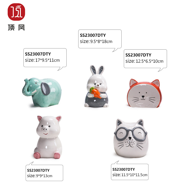 Cute Animals Shape Piggy Bank Custom Orange Cat Ceramic Piggy Bank Money Box Jar For Children