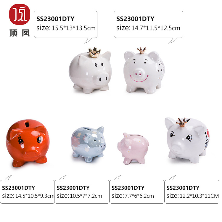 Cute Animals Shape Piggy Bank Custom Orange Cat Ceramic Piggy Bank Money Box Jar For Children