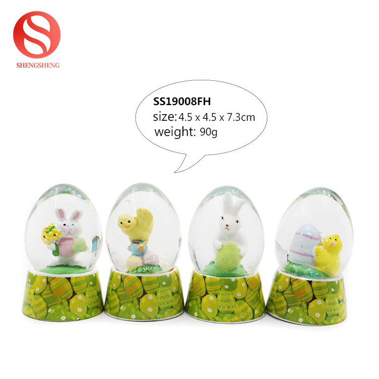 Cute easter 4 style chick rabbit egg bunny resin easter snow globe