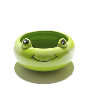 Wholesale garden cute animal ceramic succulent plant pot green frog ceramic flower pot