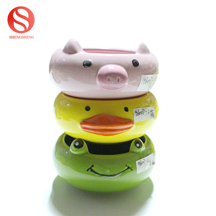 Wholesale garden cute animal ceramic succulent plant pot green frog ceramic flower pot