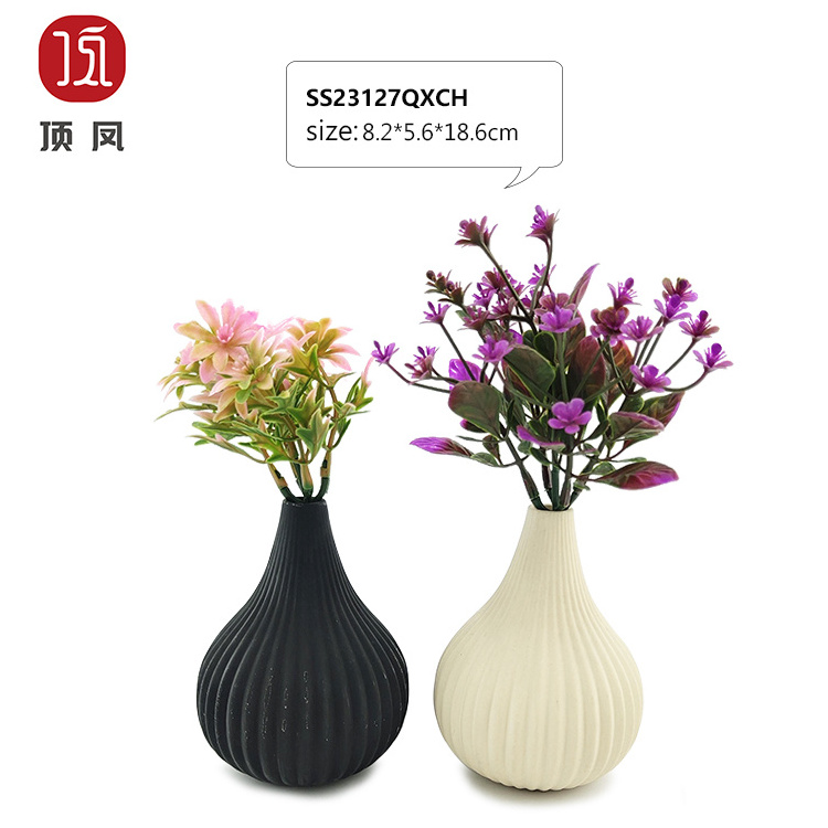 Customized Fringe Design Pumpkin Shape Ceramic Flower Vase For Living Room Decoration