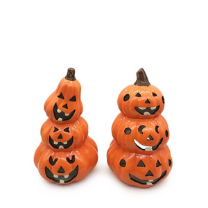 Ceramic Crafts Consisting Of Three Pumpkins Composition Gourd Shape Ornament Halloween Pumpkin Decoration