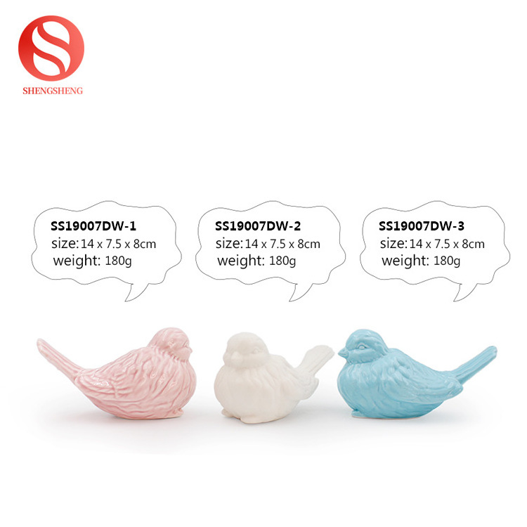 Custom design ceramic decoration fowl ornaments small ceramic bird figurine for home decor