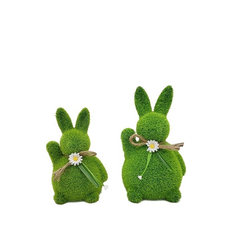 New Design Greeting Moss Flocking Easter Bunny For Easter Party Animal Ornament