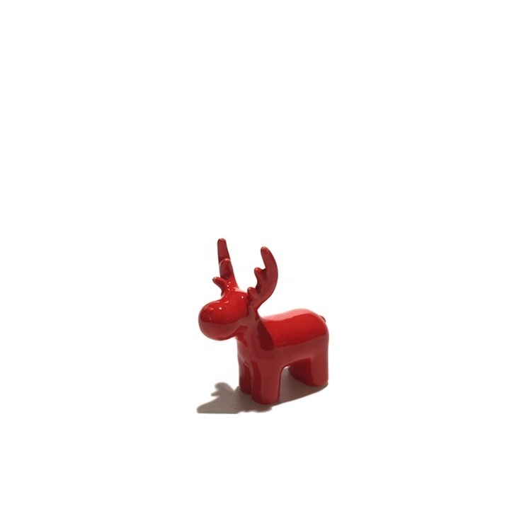 Wholesale Animal Statue Ceramic Reindeer Figurine Lie On The Ground For Indoor Decor