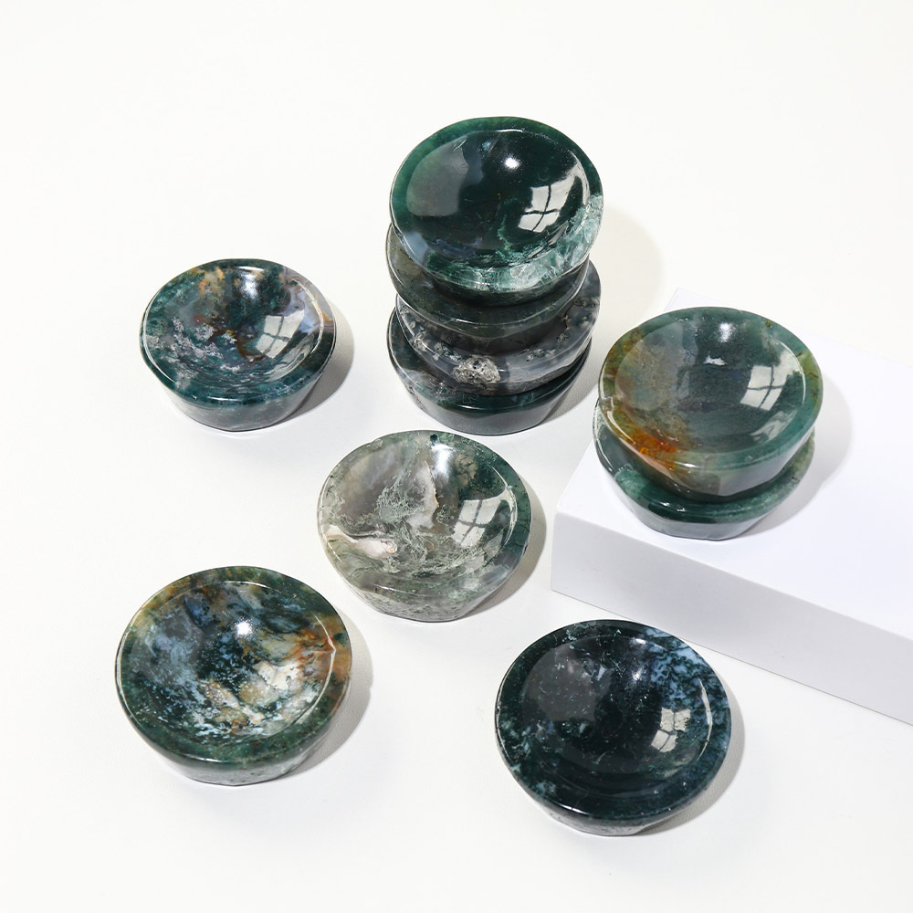 crystals healing stones high quality moss agate polish crystal bowl for souvenirs gift