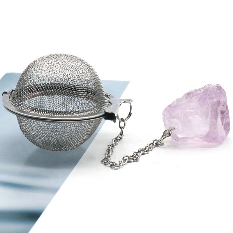 wholesale natural crystals healing stones crystal tea ball infuser bulk rose quartz amethyst crystal tea infuser