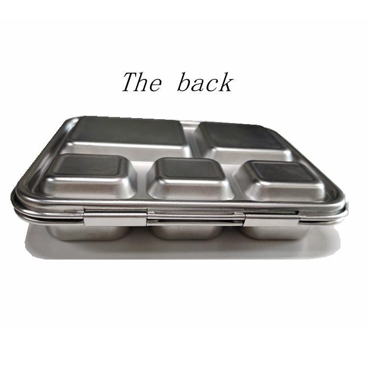 Newest Design Leakproof Stainless Steel Bento Box Silicone Lunch Box 5 Compartments Steel Lunchbox With Lid