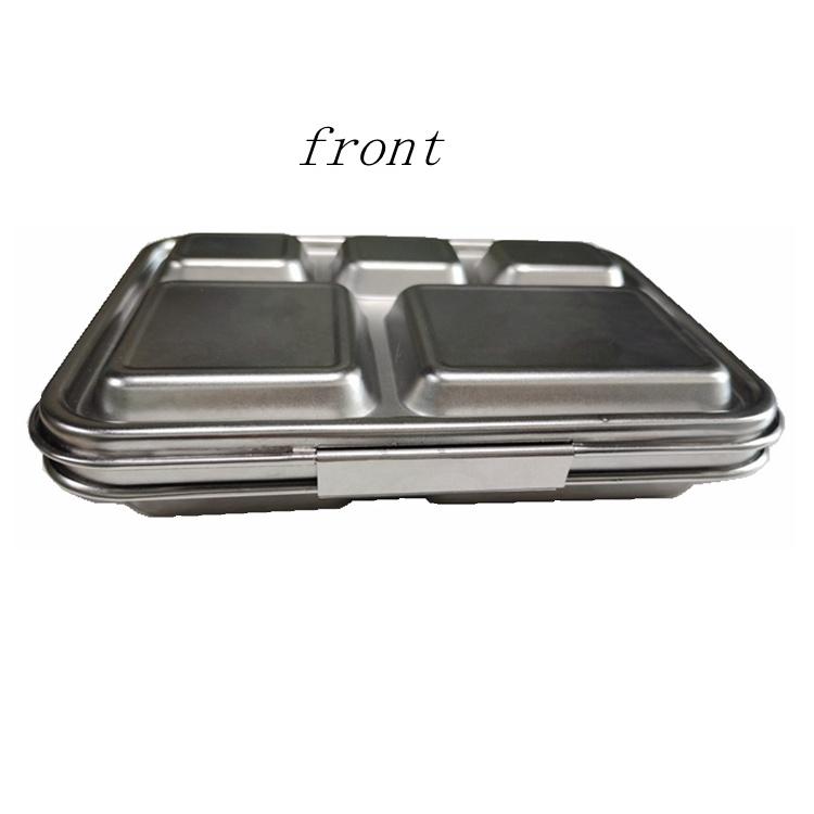 Newest Design Leakproof Stainless Steel Bento Box Silicone Lunch Box 5 Compartments Steel Lunchbox With Lid