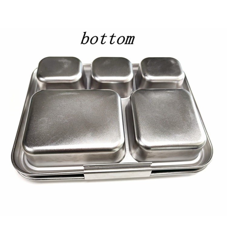 Newest Design Leakproof Stainless Steel Bento Box Silicone Lunch Box 5 Compartments Steel Lunchbox With Lid