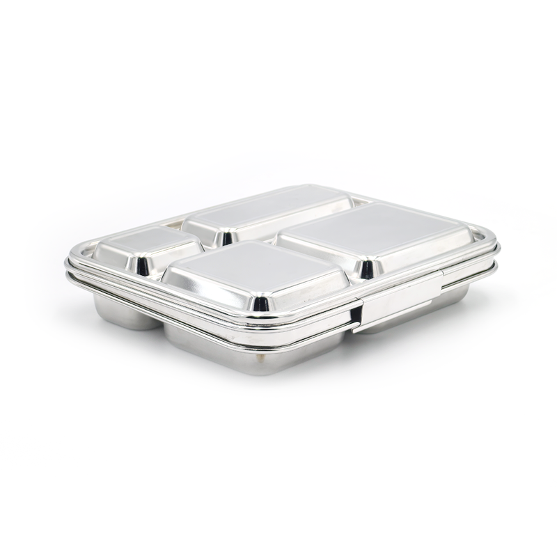 SSPH Wholesale silicone leak-proof stainless steel lunchbox Silicone lunch box 4 cells steel lunch box with lid