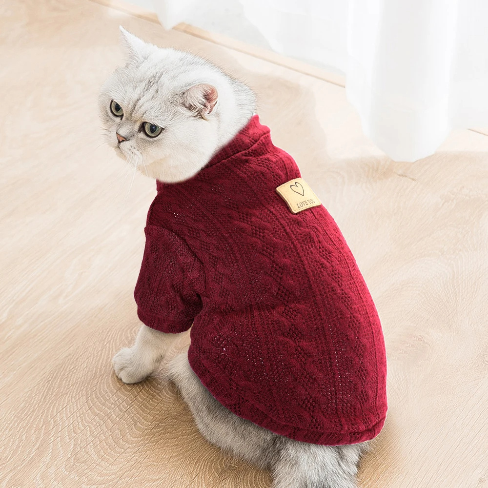 Small Dog Cat Sweater Clothes Winter Warm Cotton Puppy Pet Clothes Outfit Soft Pug Chihuahua Clothing Knitwear for Small Cat Dog