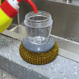 Kitchen Soap Dispensing Palm Brush Washing Liquid Dish Brush Soap Pot Utensils With Dispenser Cleaning Bathroom Cleaning Tools