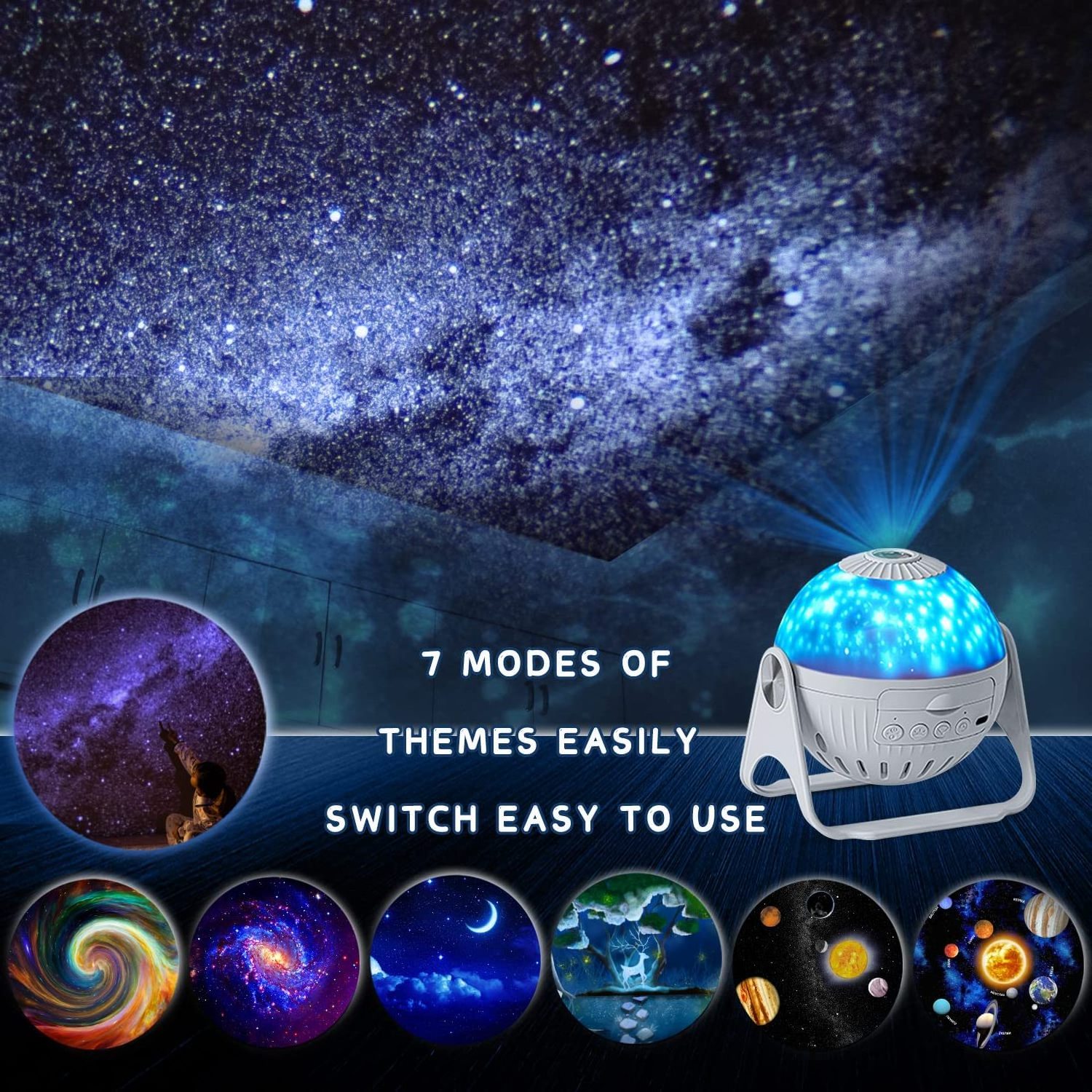 Galaxy Projector 360 Rotate Planetarium Starry Sky Projector Lamp for Kids Bedroom Room Decor Nightlights LED Star Night Light