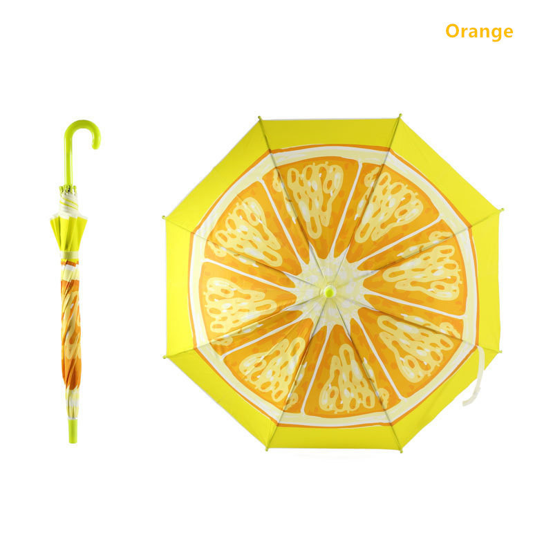 Printing Watermelon Cartoon Rain Gear Umbrella For Kids Long Straight Umbrella Rainy Fruits Umbrellas