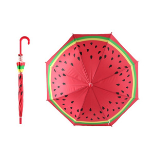 Printing Watermelon Cartoon Rain Gear Umbrella For Kids Long Straight Umbrella Rainy Fruits Umbrellas