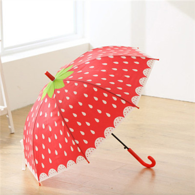 Printing Watermelon Cartoon Rain Gear Umbrella For Kids Long Straight Umbrella Rainy Fruits Umbrellas