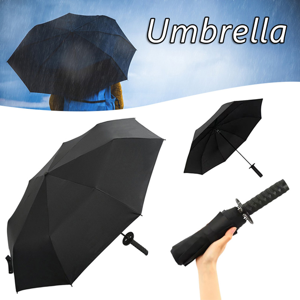 Samurai Sword Automatic Sun Umbrella Outdoor Windproof Advertising Black Rain Umbrella Japanese Katana Umbrellas