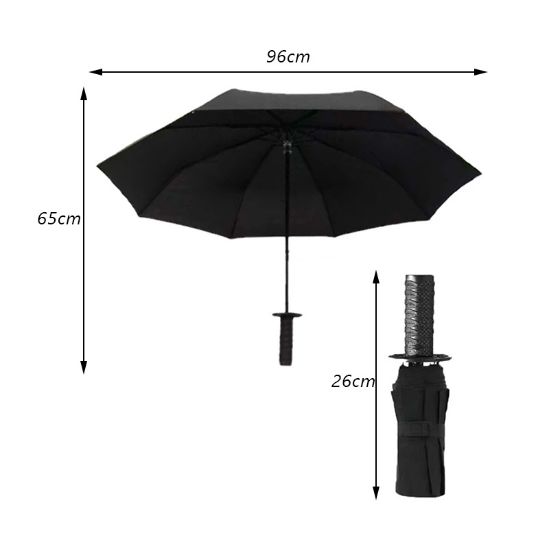 Samurai Sword Automatic Sun Umbrella Outdoor Windproof Advertising Black Rain Umbrella Japanese Katana Umbrellas