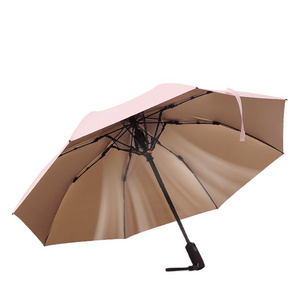 Reverse 3 Folding 7k Umbrella With Fan Mini Portable Usb Charging Umbrellas Uv Protection Umbrella