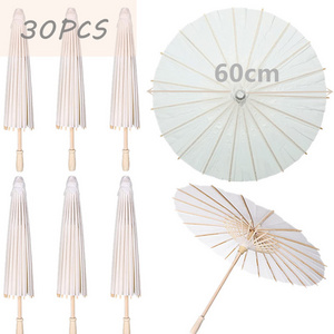 Chinese Japanese Children Diy Drawing Umbrella Wedding Decoration Photo Props White Parasol Paper Umbrellas For Crafts