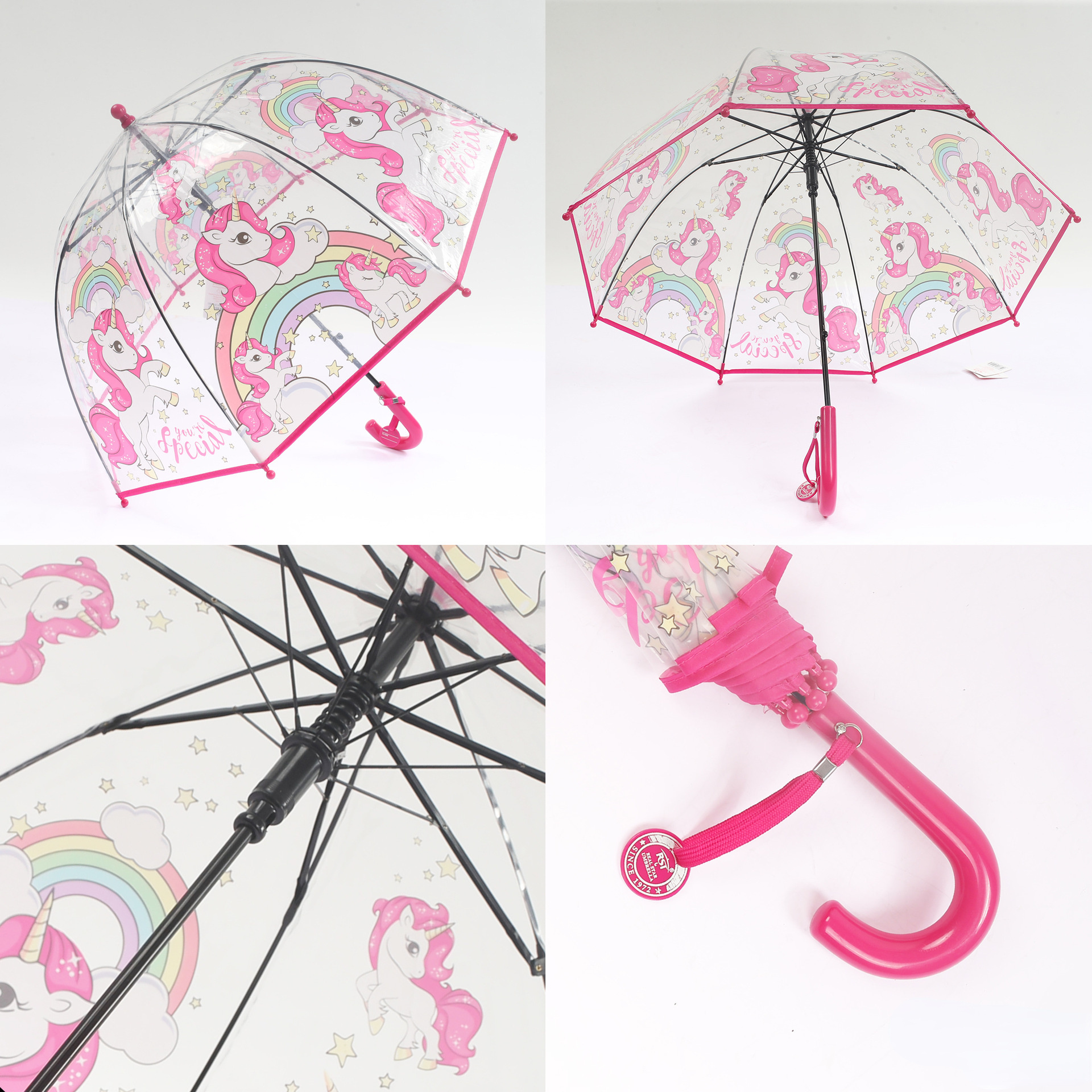 Kids Cartoon Plastic Apollo Umbrella Clear Pvc Unicorn Umbrellas Animals Printing Transparent Straight Gift Umbrella