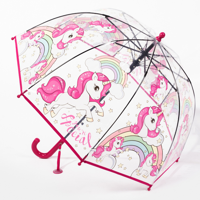 Kids Cartoon Plastic Apollo Umbrella Clear Pvc Unicorn Umbrellas Animals Printing Transparent Straight Gift Umbrella