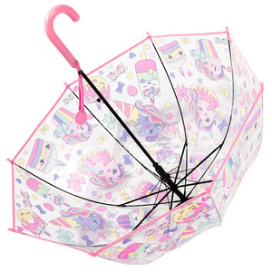 Kids Cartoon Plastic Apollo Umbrella Clear Pvc Unicorn Umbrellas Animals Printing Transparent Straight Gift Umbrella