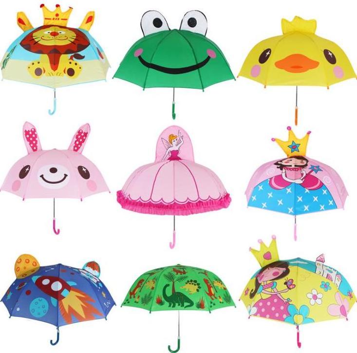 Manual Open Straight Stick Umbrella J Handle Paraplu Cheap Custom 3d Animals Print Child Kids Cartoon Animal Umbrella