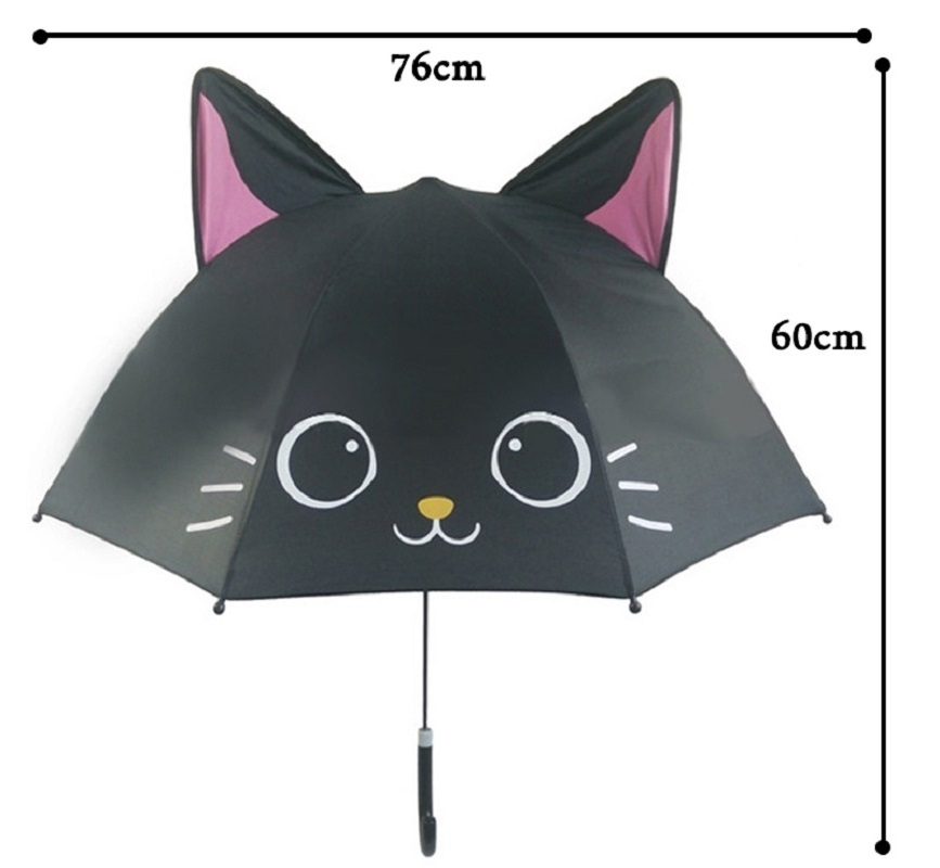 Lightweight Cute Straight Stick Ears Umbrella Toddlers Kids Character Cartoon 3d Animal Frog Child Umbrella