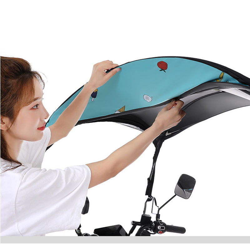 Outdoor Vinyl Windproof Motorcycle Sunshade Canopy Rain Shelter Folding Electric Bike Umbrella