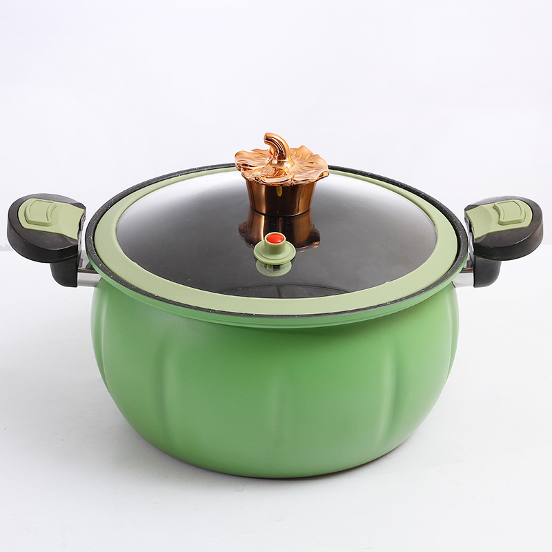 8L Orange New Kitchen Cookware Product Cast Iron Non-stick Stew Soup Pot Gas Pumpkin Shape Micro Pressure Cooker