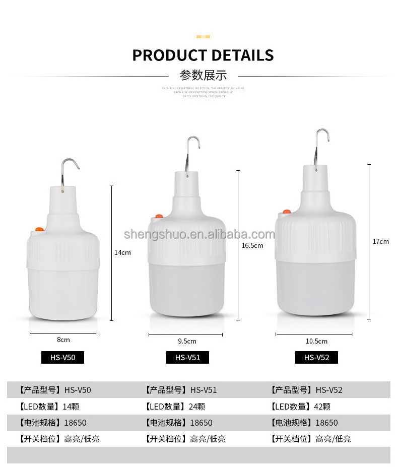 Solar Led Camping Light Usb Rechargeable Bulb For Outdoor Tent Lamp Portable Lanterns Emergency Lights