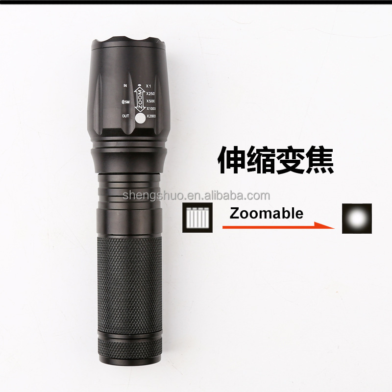 Portable Outdoor Home Emergency Led Flashlight High Lumen T6 Waterproof Led Zoomable Tactical Flashlight