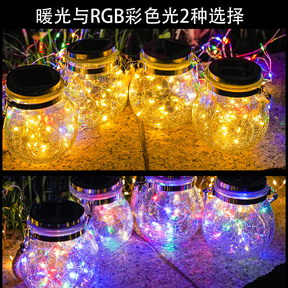 Hot Sell Solar Outdoor Chandelier Cracked Glass Light Outdoor Patio Chandelier Christmas Solar Light