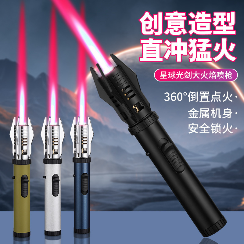 Powerful Red Flame Torch Lighter,Adjustable Rotatable Jet Flame Refillable Long Pen Lighter